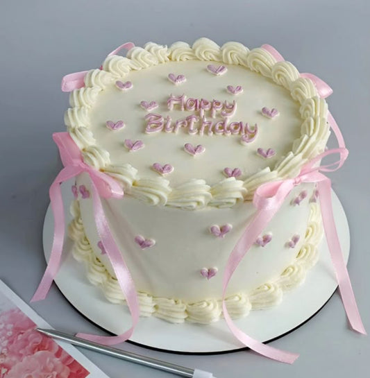 Happy Birthday Heart Round Cake