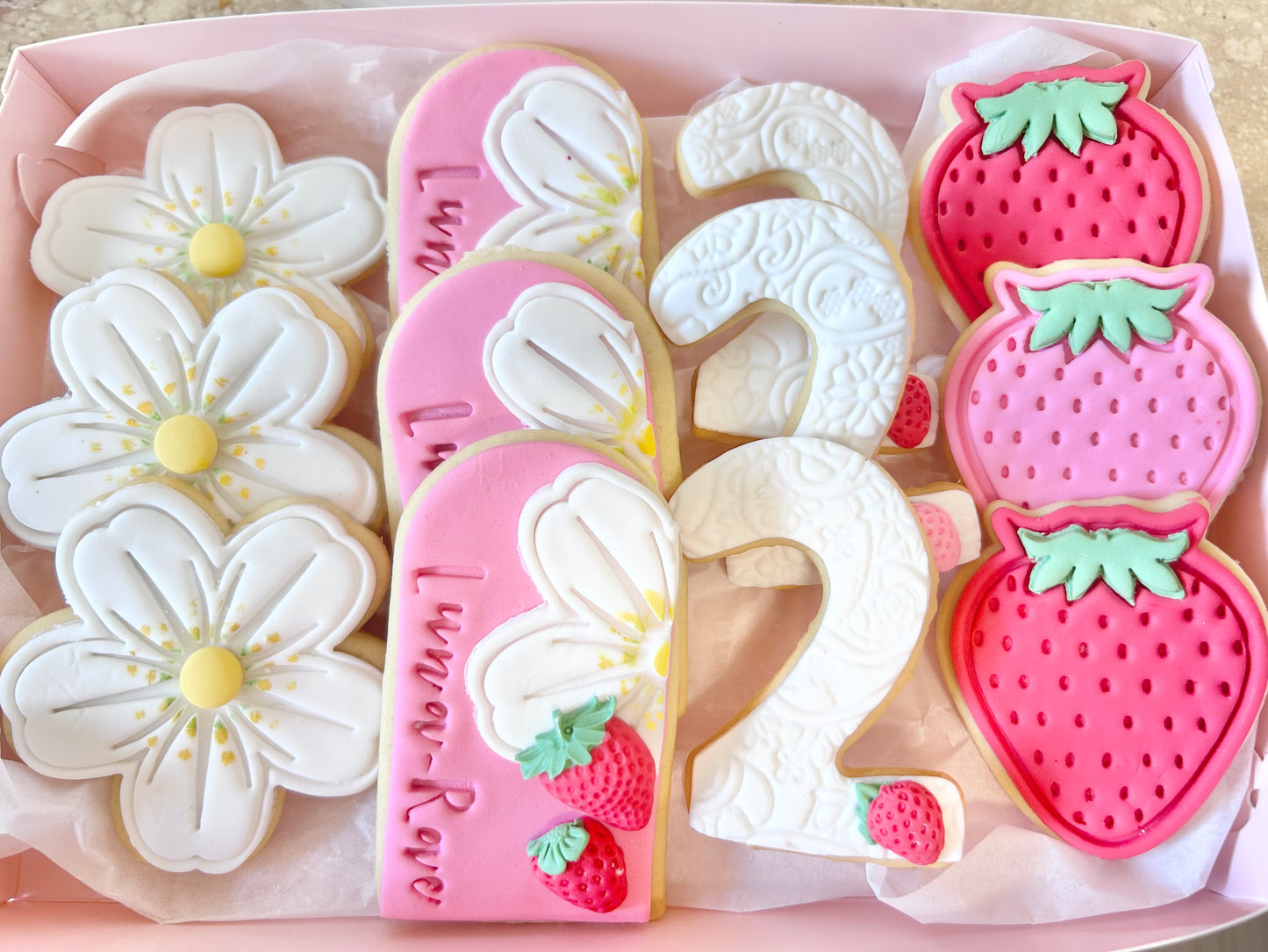 Strawberry Blossom Birthday Sugar Cookies