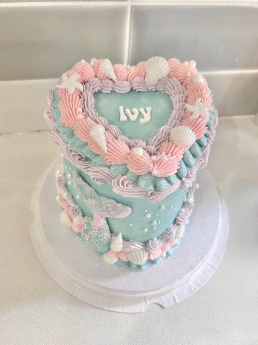 Mermaid Lambeth Heart Cake